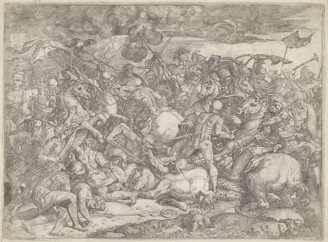 Bitva o Milvijský most od Orazio Farinati (attributed to)