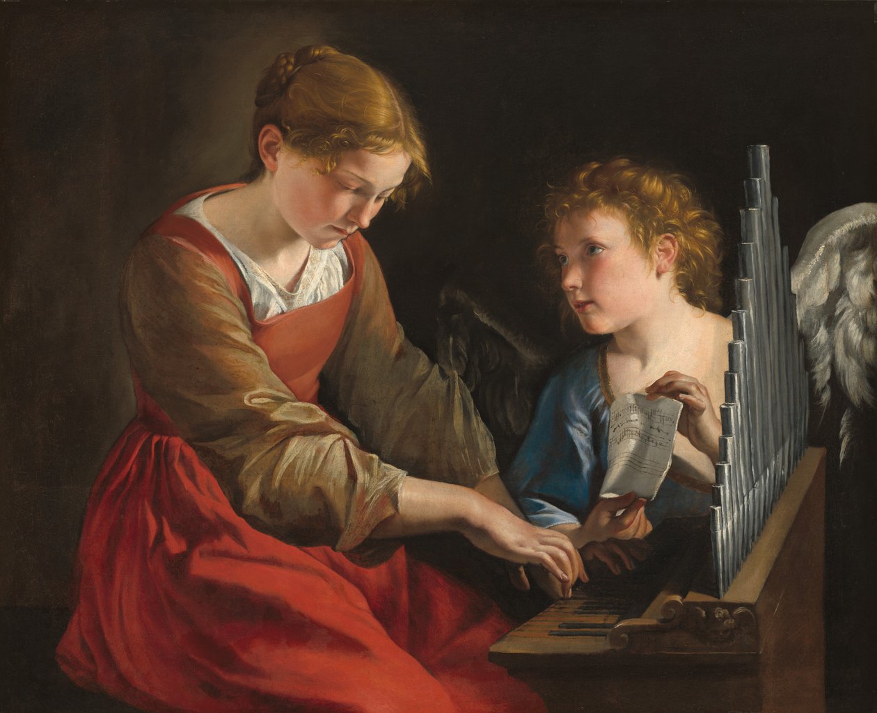 Svatá Cecílie a anděl od Orazio Gentileschi and Giovanni Lanfranco