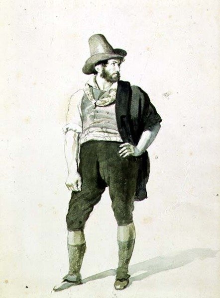 Mladý Ital, kolem roku 1834 (akvarel) od Orest Adamovich Kiprensky