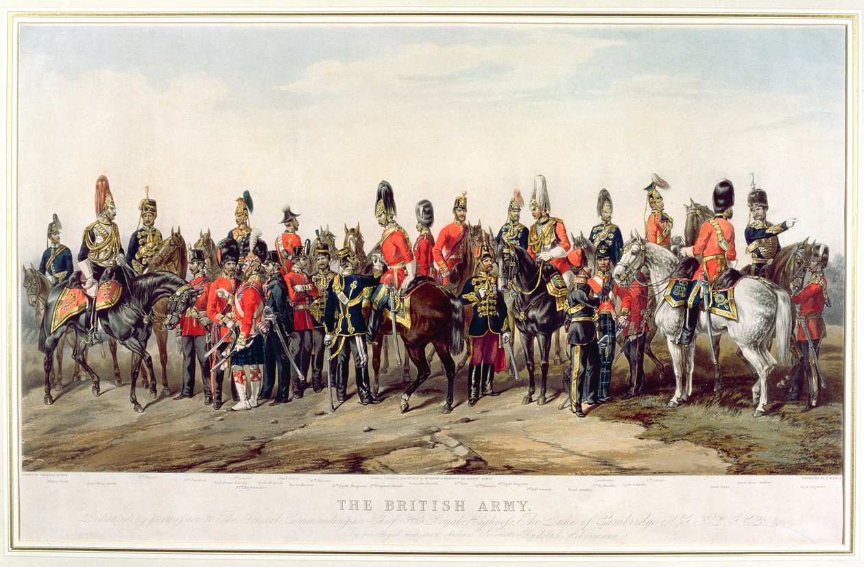 Uniformy britské armády, vyryl J. Morris, 1859 od Orlando Norie