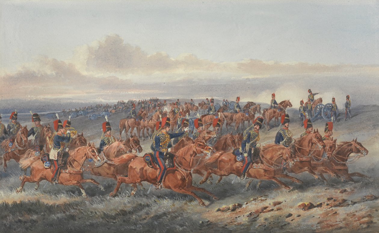 The Chestnut Troop (A Baterie) Royal Horse Artillery (akvarel na papíře) od Orlando Norie