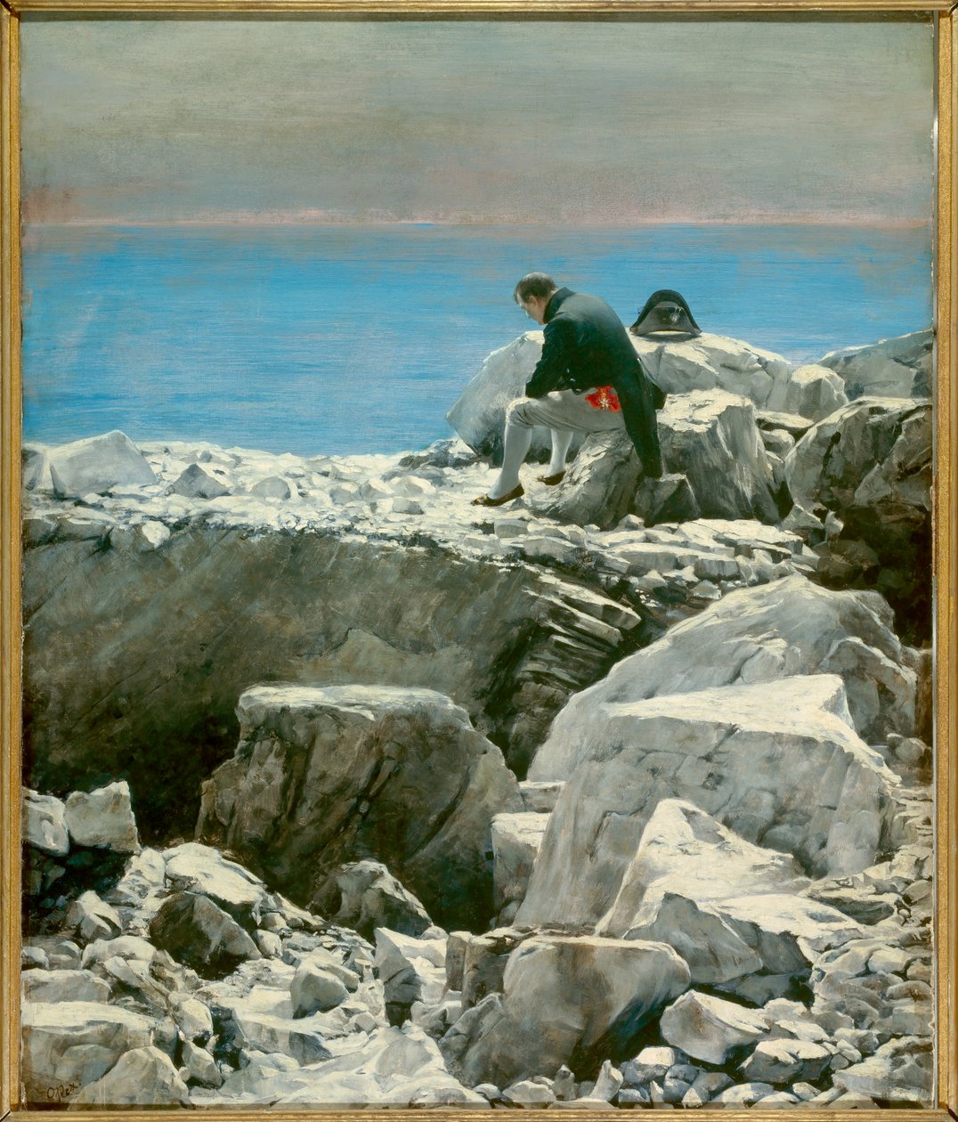 Je konec, Napoleon I. Svaté Helene (1769-1821) Císař v exilu je zastoupen v melancholickém postoji sám na skále ostrova Sainte-Helene. Obraz Oscara Rexe (1857-1929) 19. století Sun. 0,76x0,67 m Malmaison, musee du chateau - Je konec od Oscar Rex
