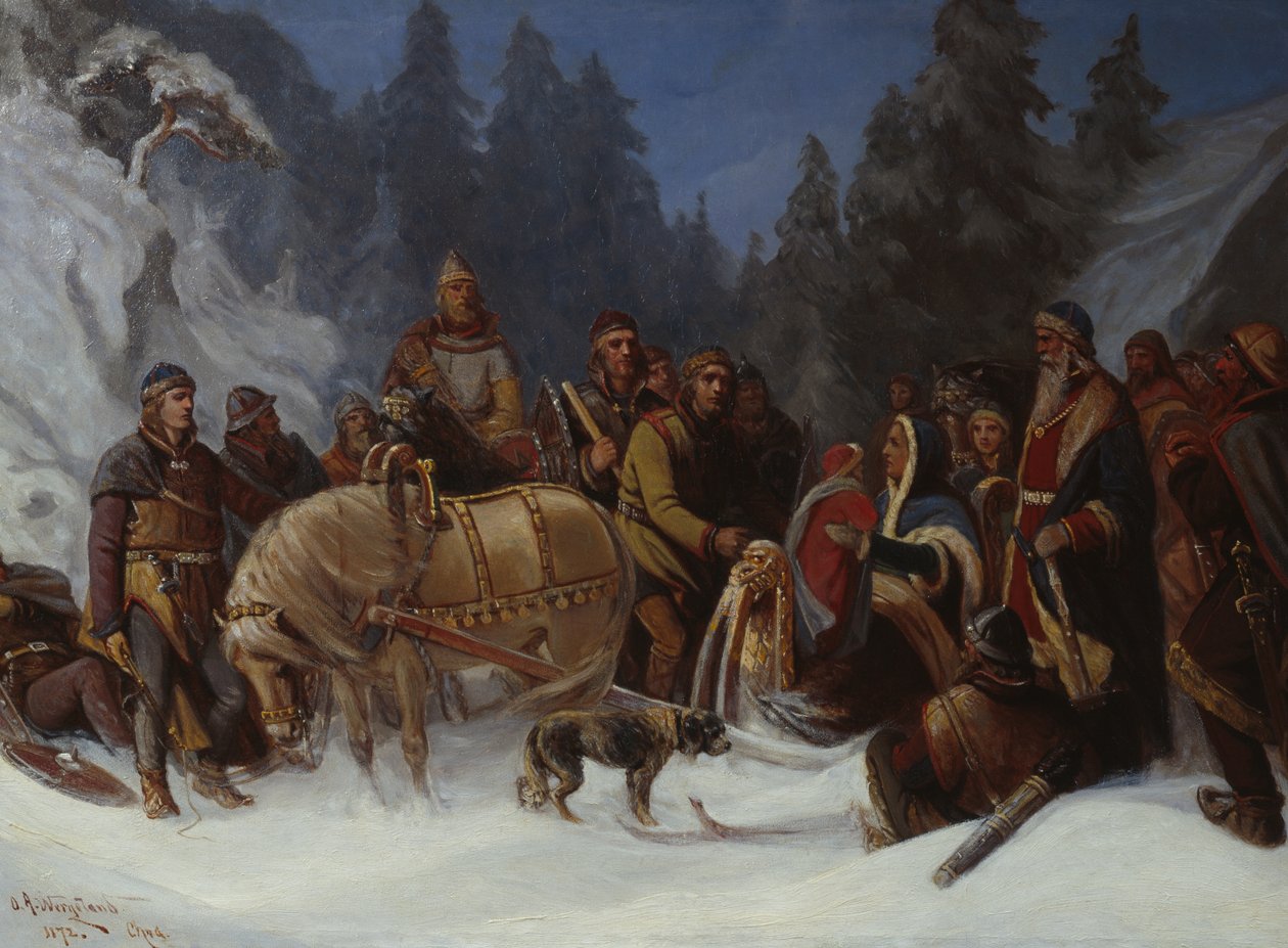 Inga Kongemor svěřila svého syna Håkona Håkonssona šéfovi Birkebeiner Dagfinnu Bondeovi od Oscar Arnold Wergeland