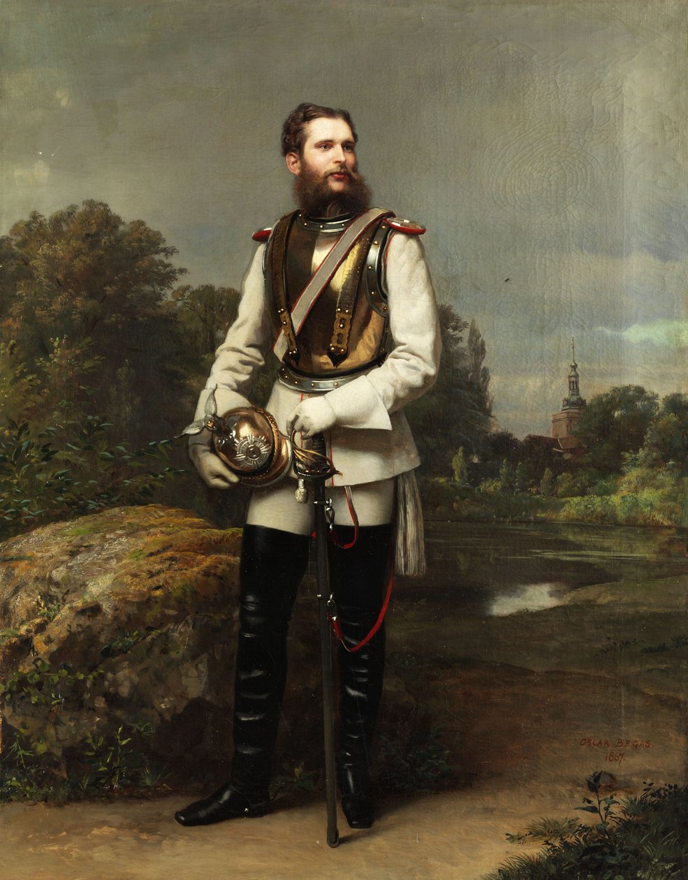 Korunní princ Friedrich Wilhelm Pruský. Signováno a datováno „OSCAR BEGAS 1867“ vpravo dole od Oscar Begas