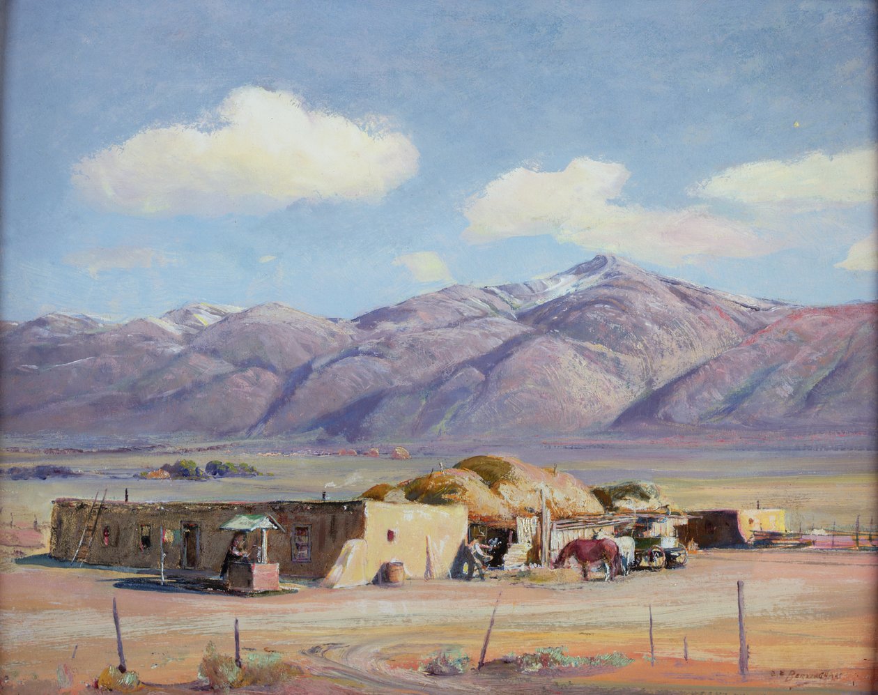 Adobe House, c. 1940 (olej na palubě) od Oscar Edward Berninghaus