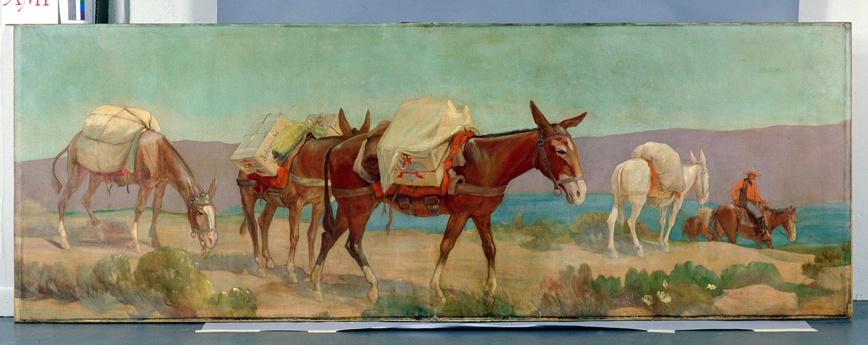 Anheuser-Busch Pack Mules (olej na plátně) od Oscar Edward Berninghaus