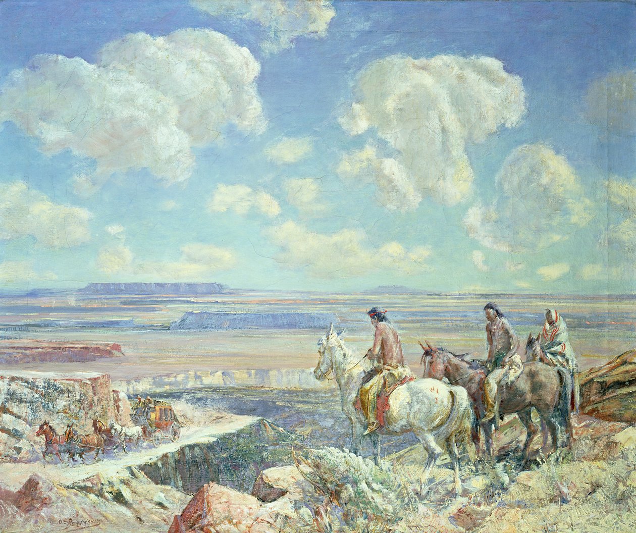 Indiánské hodinky (olej na plátně) od Oscar Edward Berninghaus