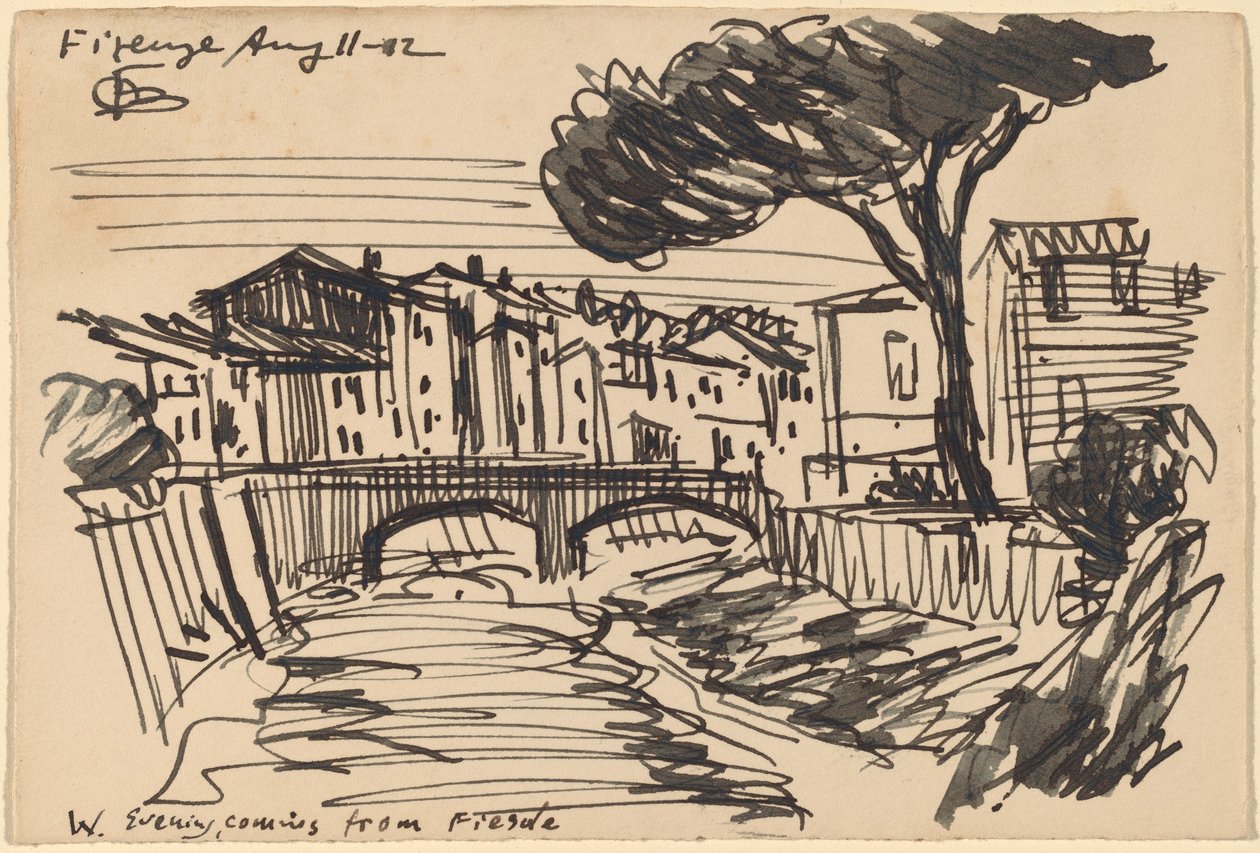 Večerní Arno, Florencie od Oscar F. Bluemner