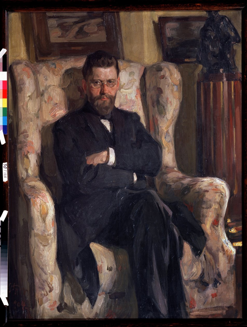 ""Portrét sběratele umění Alexise (AA) Bakhrushina (1865-1929)"" (Portrét sběratele Alexey A. Bakhrushina) Obraz Osip Emmanuilovič Braz (1872-1936) 1904 Státní muzeum umění Tula (Toula) od Osip Emmanuilovich Braz