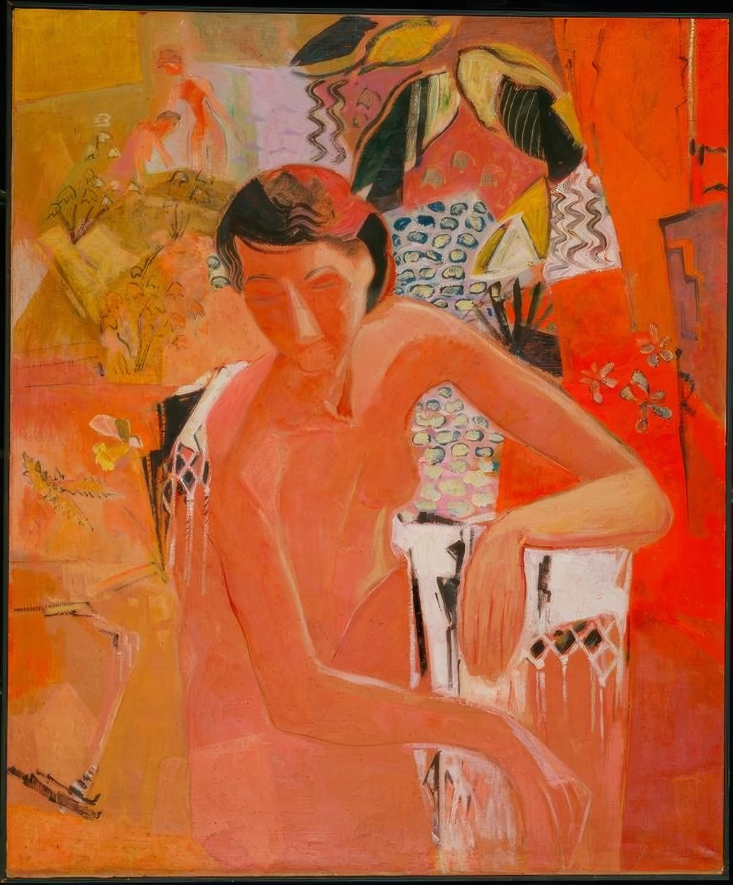 Badende mit Fransentuch – Koupající se šál s třásněmi. 1940 Plátno, 119 × 98,5 cm Inv. A 6/50 Museum am Ostwall, Dortmund, Německo od Oskar Moll