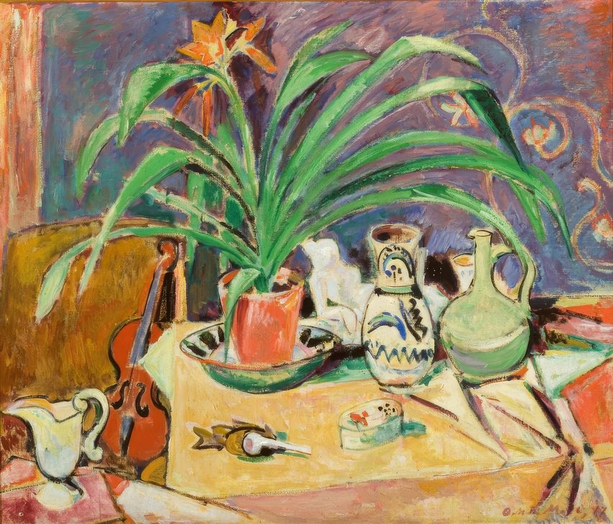 O.Moll, zátiší s amaryllis v květu od Oskar Moll