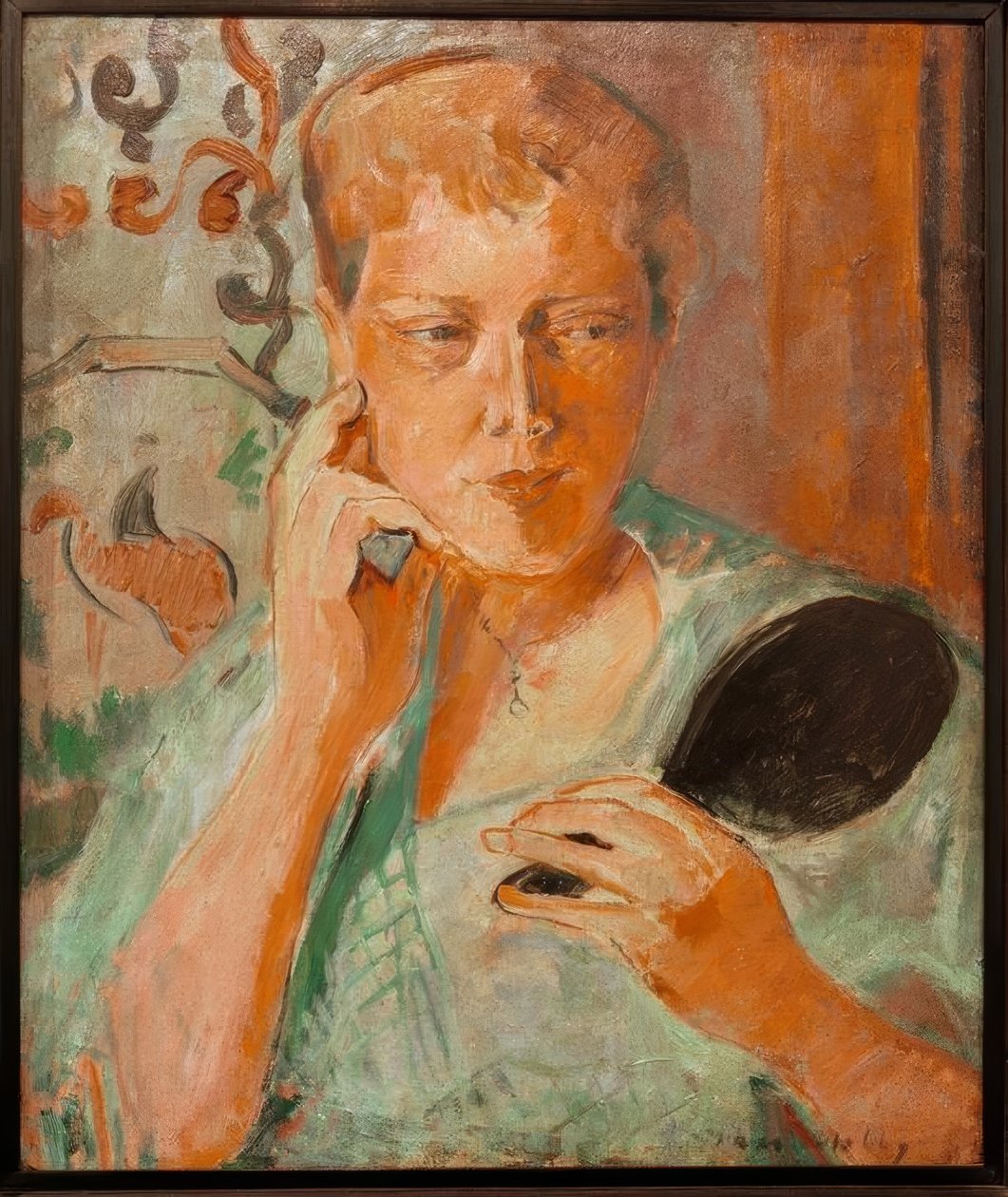 Portrét Margarethe s černým ručním zrcátkem od Oskar Moll
