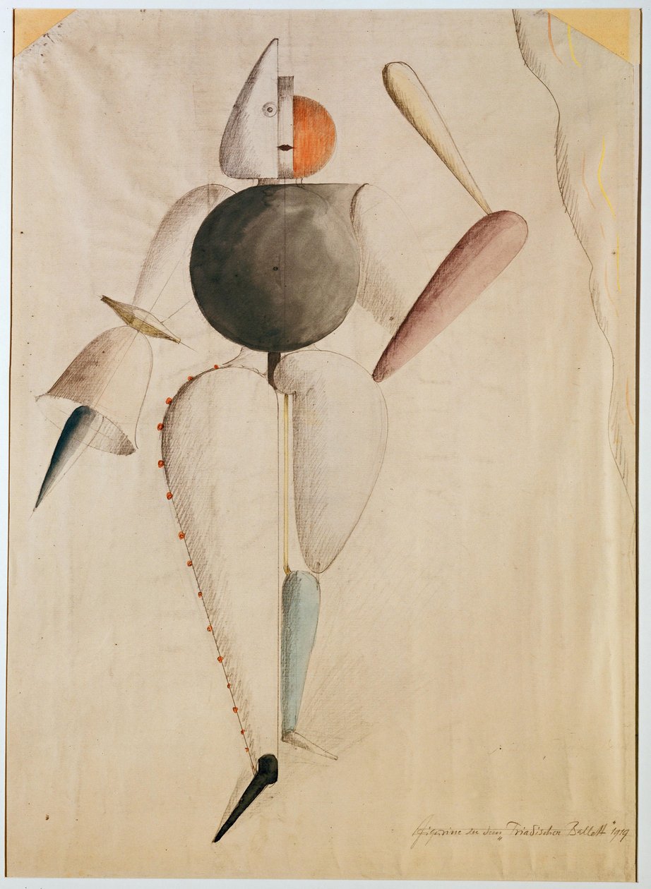 Kostýmní návrh pro Triadický balet, Schlemmer, Oskar (1888-1943). Akvarel na papíře od Oskar Schlemmer