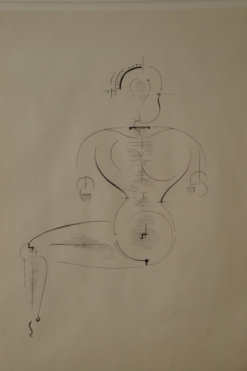 Postava ze strany: Postava H2 sedící, 1921. od Oskar Schlemmer