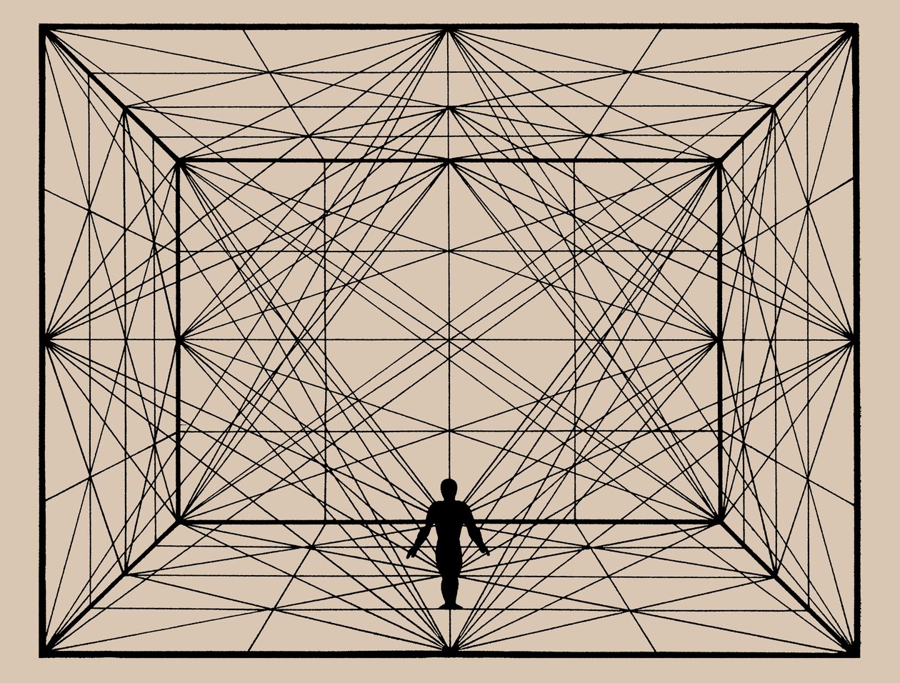 Figura v prostoru s rovinnou geometrií a prostorovým vymezením, 1924-1925. od Oskar Schlemmer
