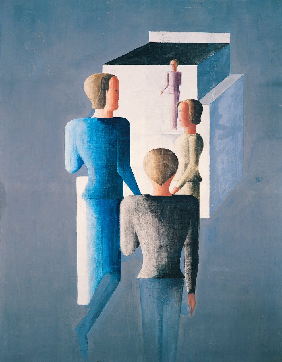 Čtyři figurky a kostka od Oskar Schlemmer