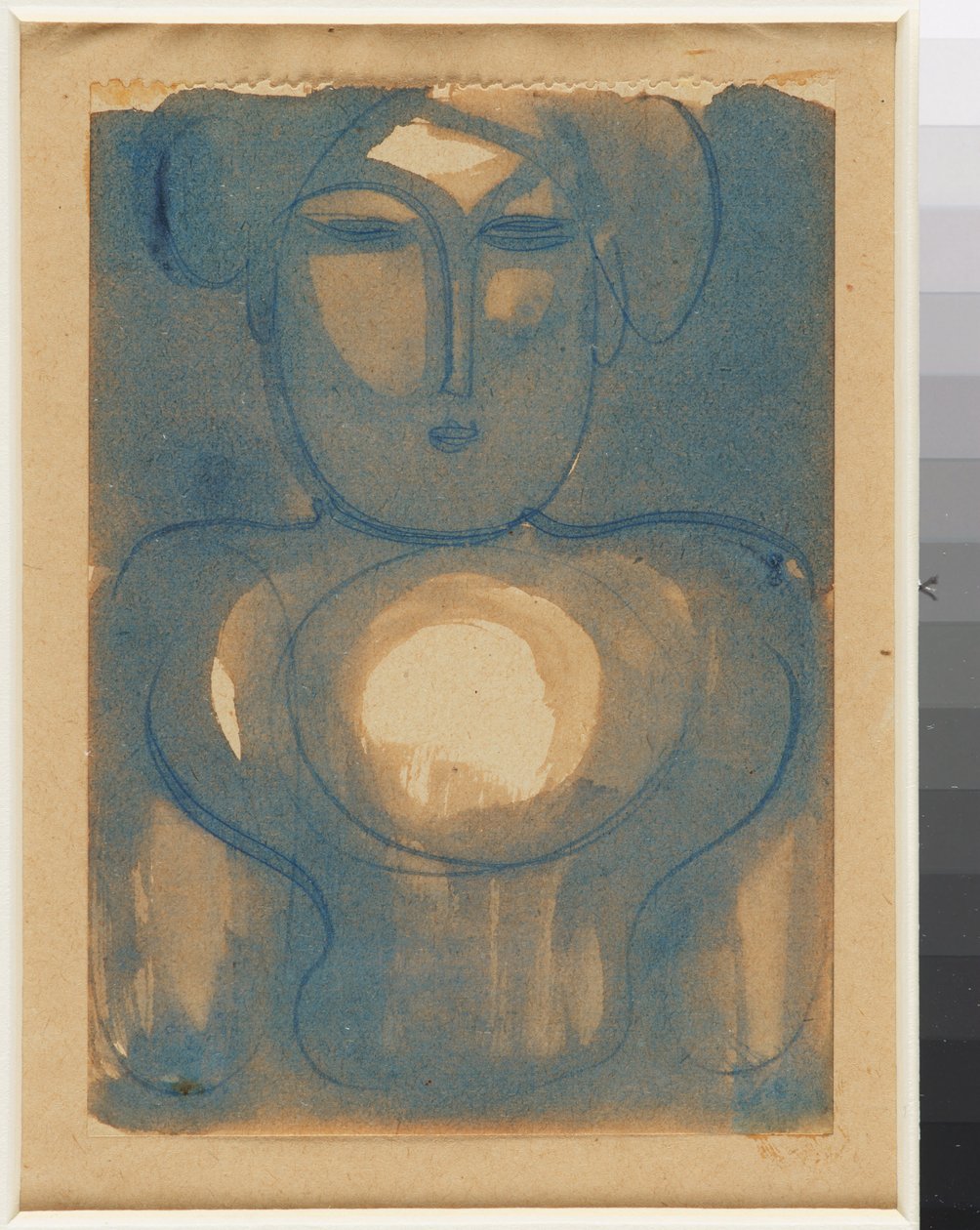 Halbfigur mit Licht auf Stirn und Brust od Oskar Schlemmer