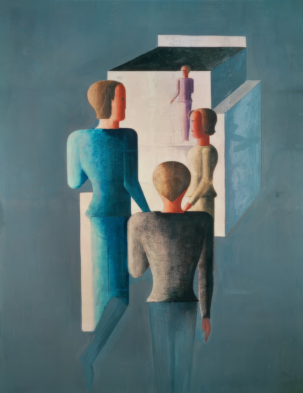 Čtyři figurky a kostka od Oskar Schlemmer