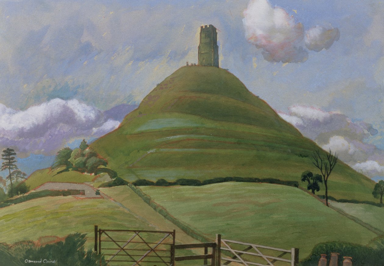 Glastonbury Tor (wc na papíře) od Osmund Caine