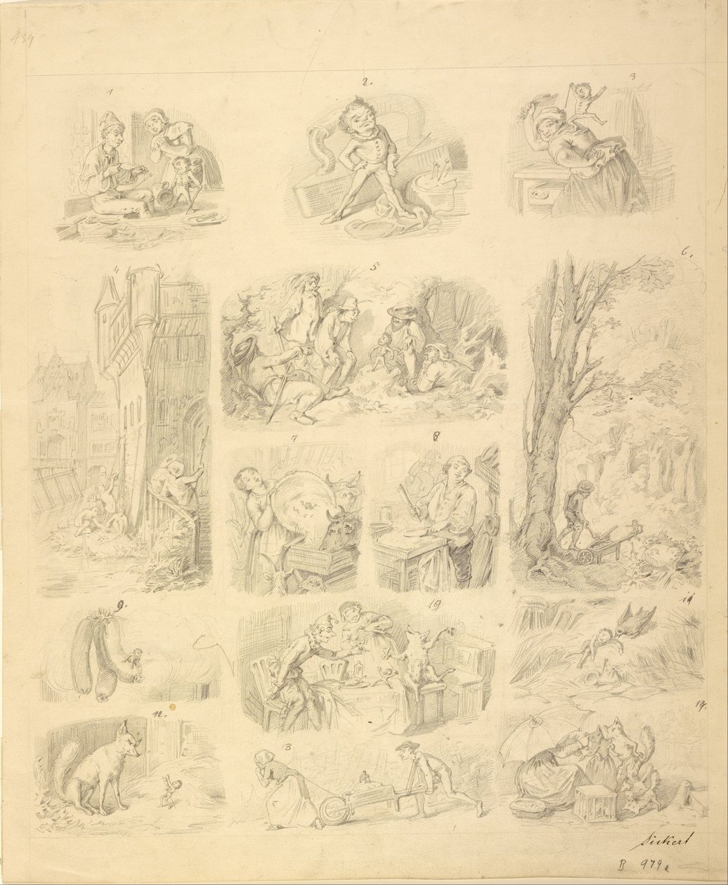 Čtrnáct scén souvisejících s Tale of Tom Thumb od Oswald Adalbert Sickert