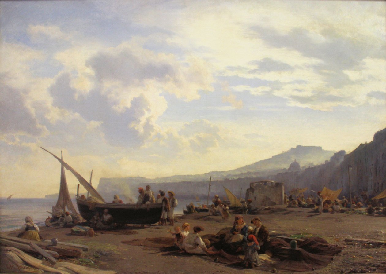 Chemnitz, umělecké sbírky, Oswald Achenbach, plážová scéna od Oswald Achenbach