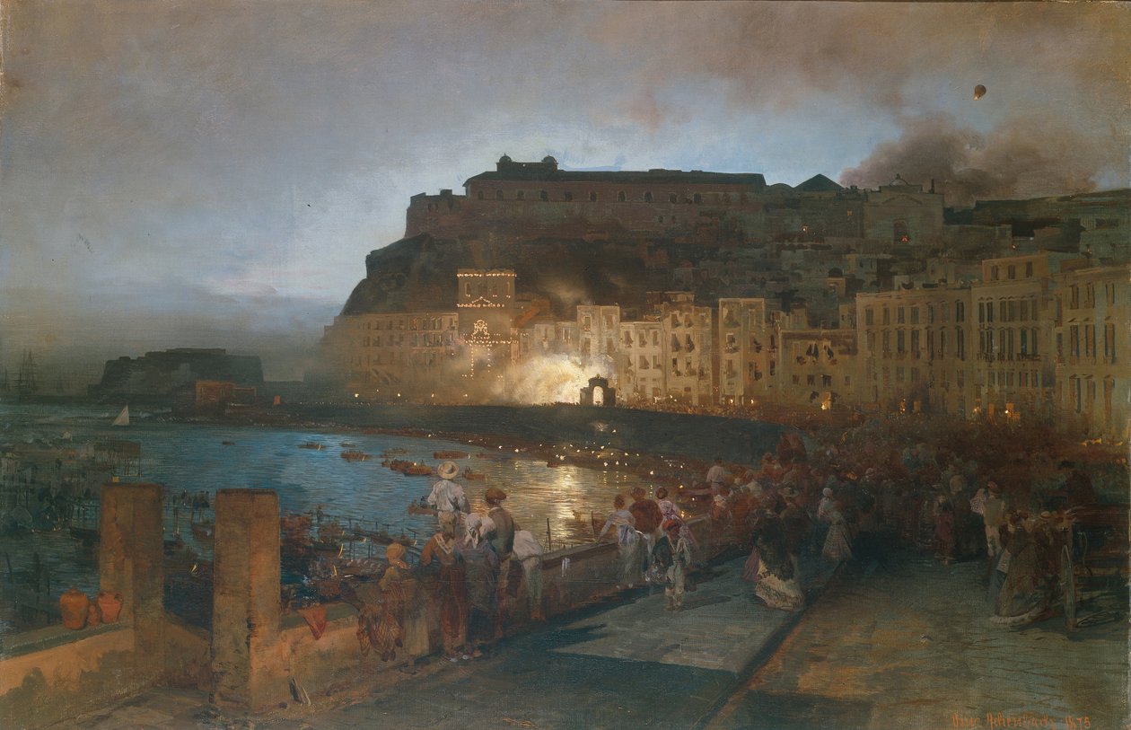 Ohňostroj v Neapoli, 1875 od Oswald Achenbach