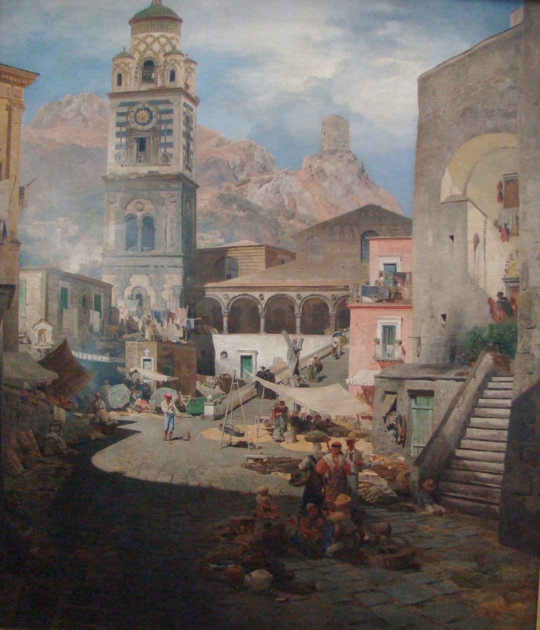 Němčina: Tržiště Amalfi od Oswald Achenbach