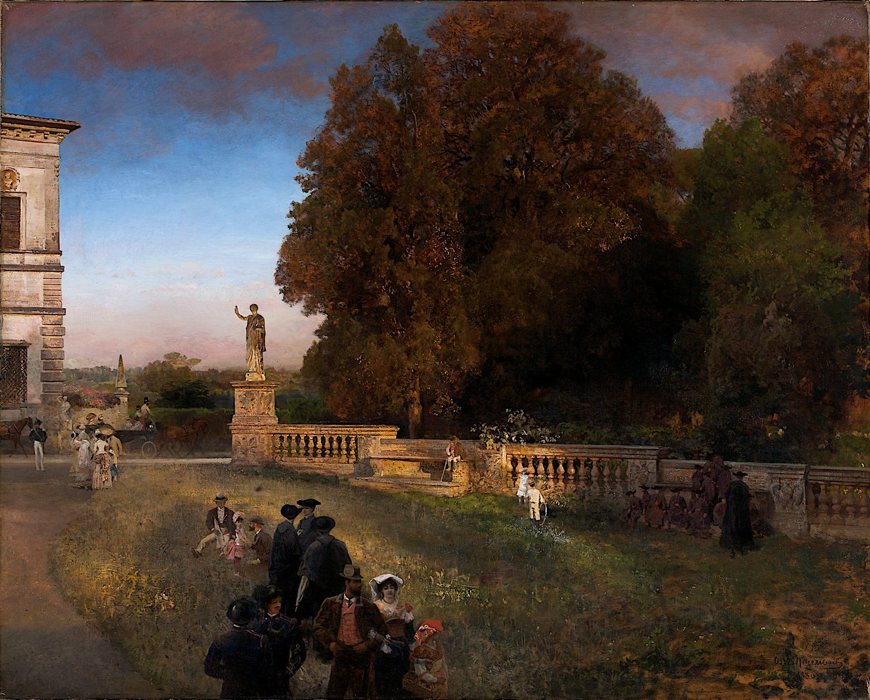 V parku Villa Borghese od Oswald Achenbach