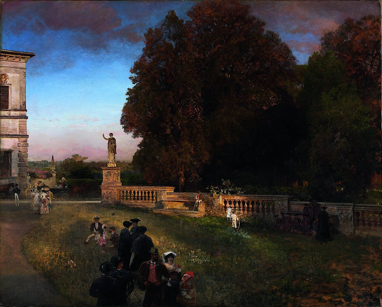 V parku Villa Borghese od Oswald Achenbach