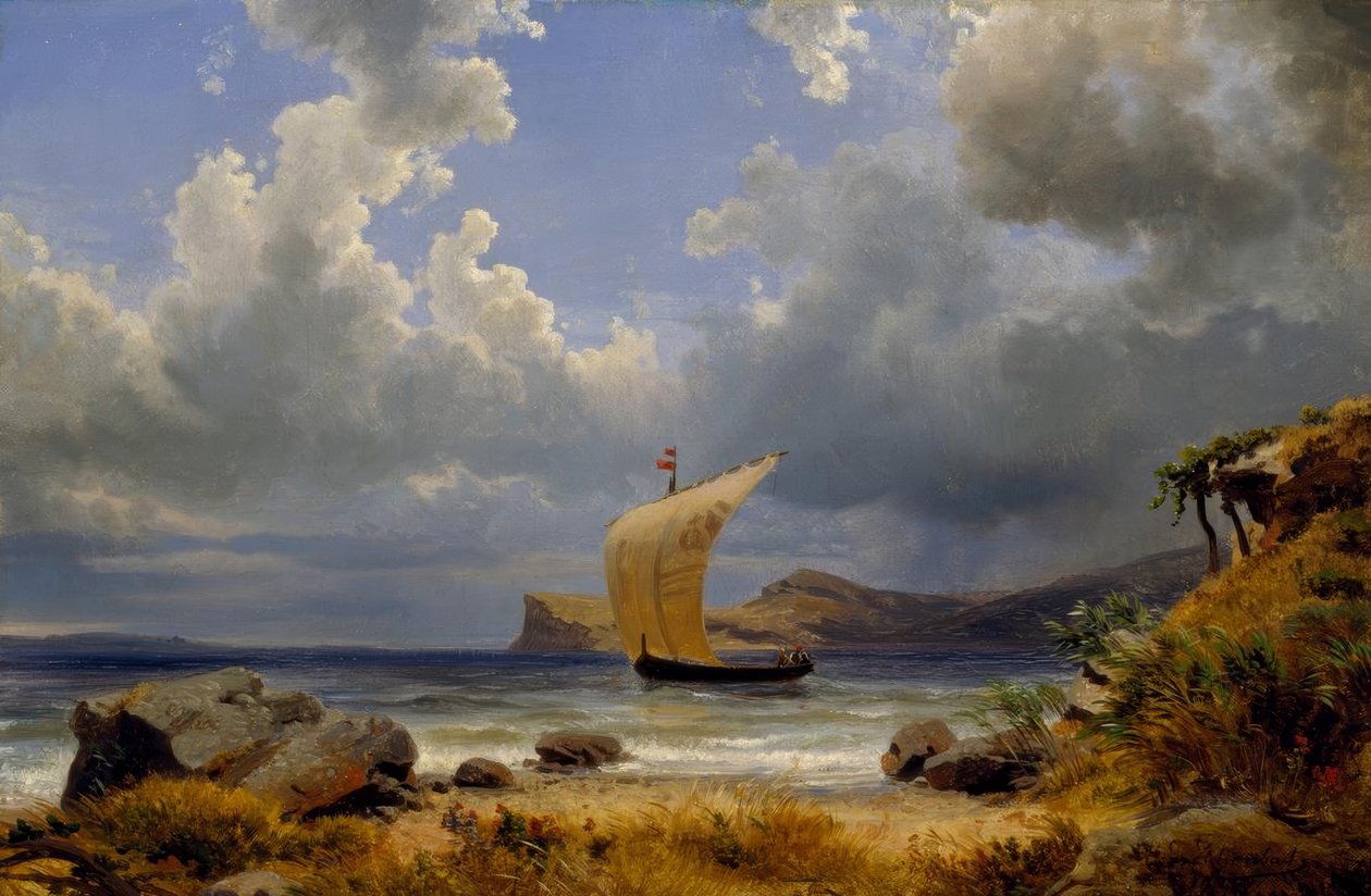 O.Achenbach, plachetnice v italské zátoce od Oswald Achenbach