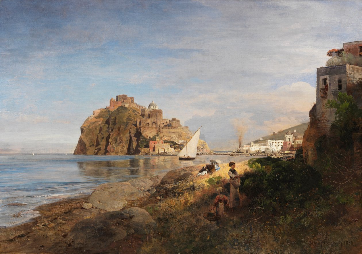 Oswald Achenbach Ischia s výhledem na Castello Aragonese 1880 od Oswald Achenbach