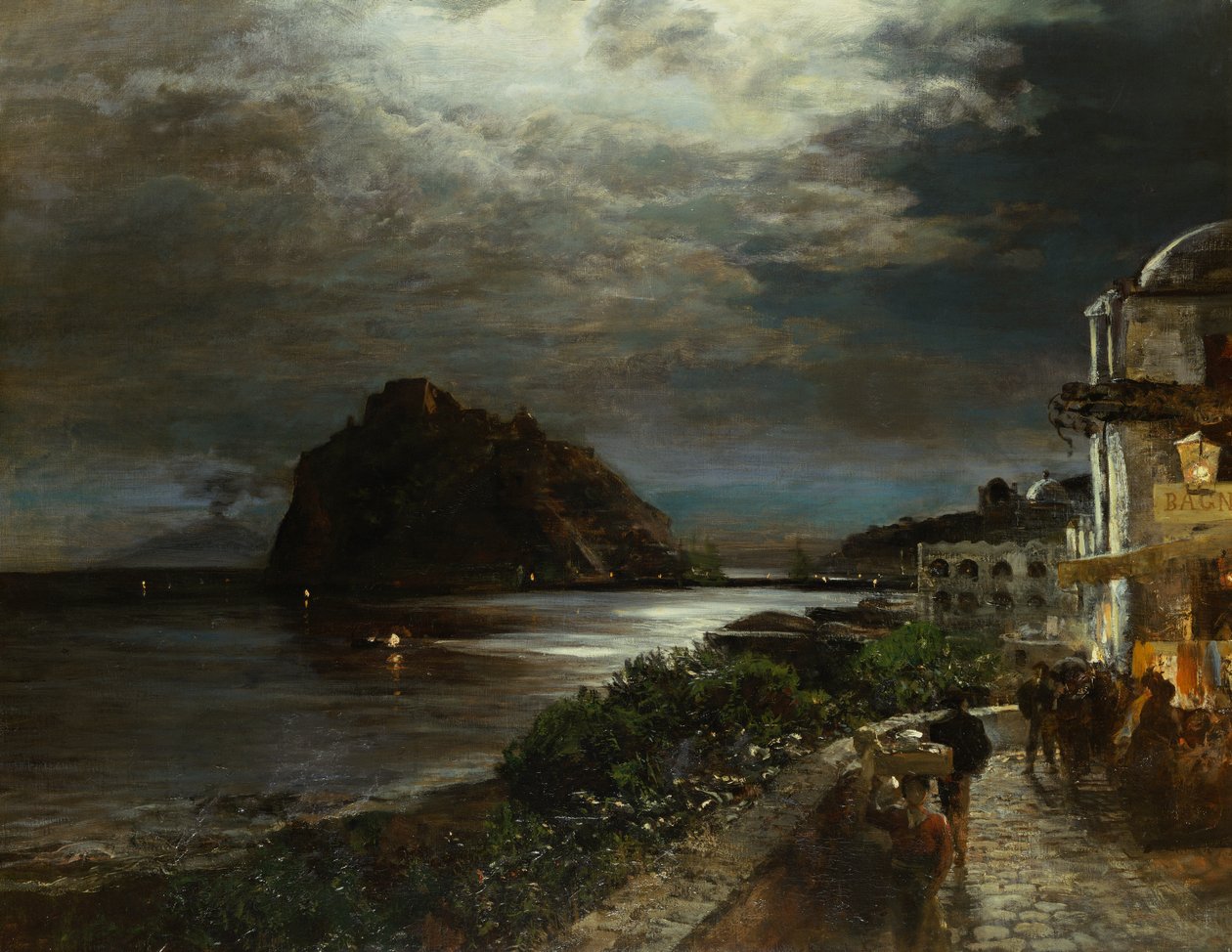 Aragonský hrad Ischia (olej na plátně) od Oswald Achenbach