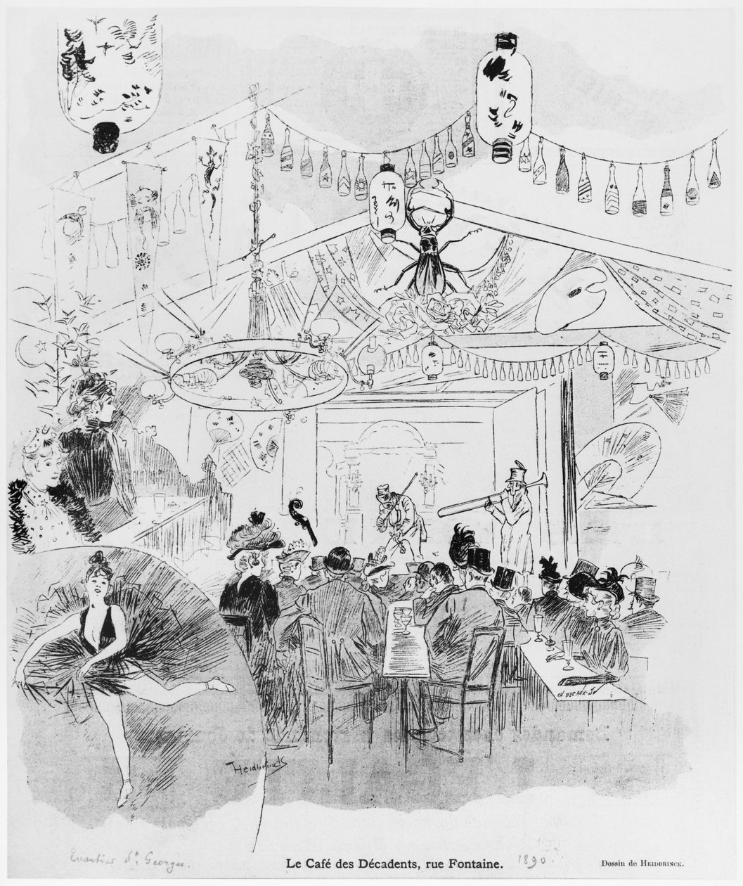 Cafe des Decadents, 16bis rue Fontaine, Paříž, 1890 od Oswald Heidbrinck