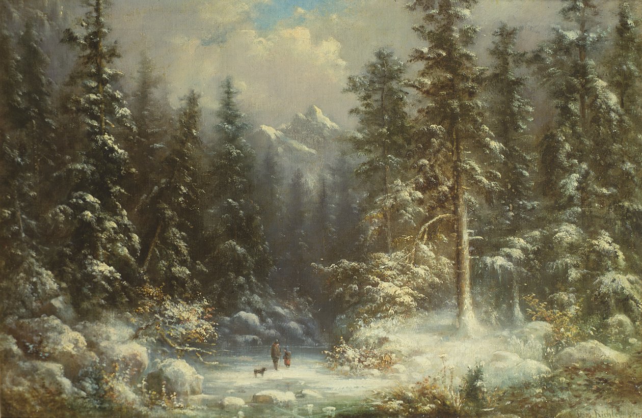 Lesní sněhová scéna, 19. století od Oswald Richter