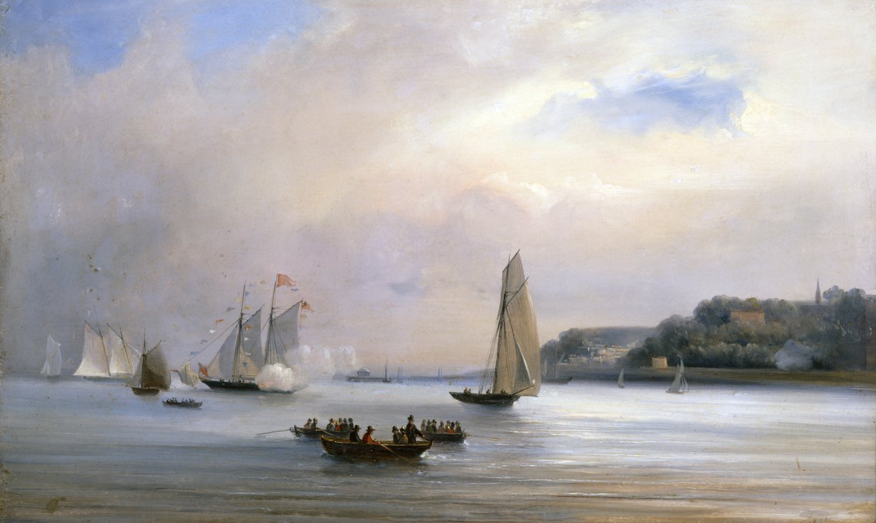 Anglo-American Yacht Race kolem Isle of Wight, 22. srpna 1851 (olej na plátně) od Oswald Walters Brierly