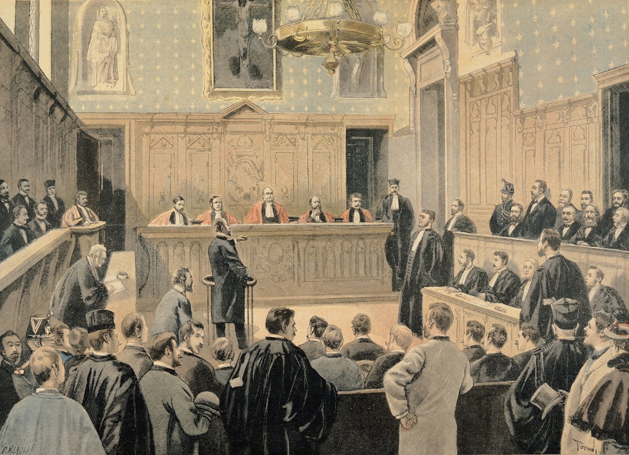 Panamský proces, z „Le Petit Journal“, vyrytý Fortune Louis Meaulle (1844-1901) 2. ledna 1898 od Oswaldo Tofani