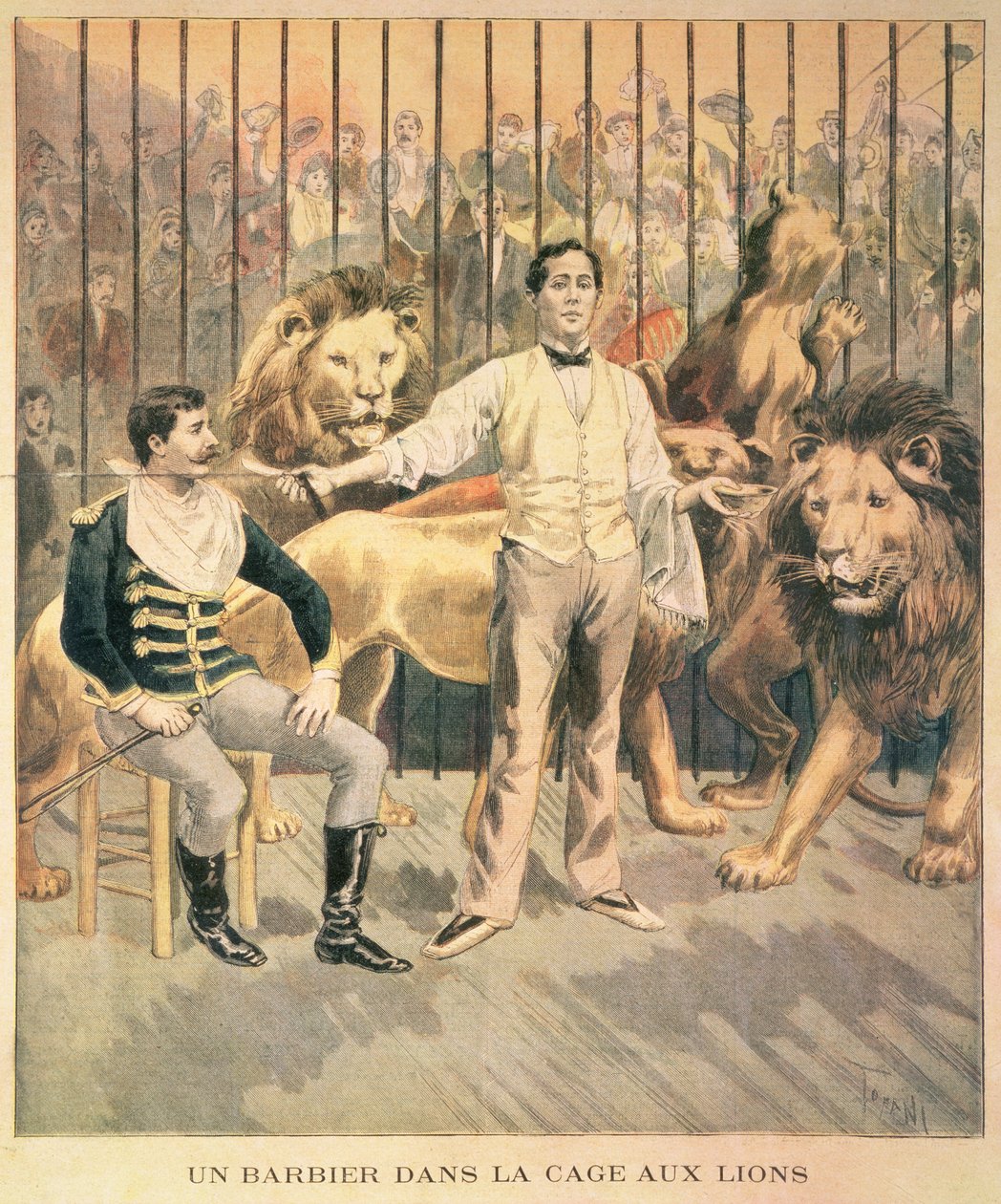 Holič ve lví kleci, 1894 od Oswaldo after Tofani