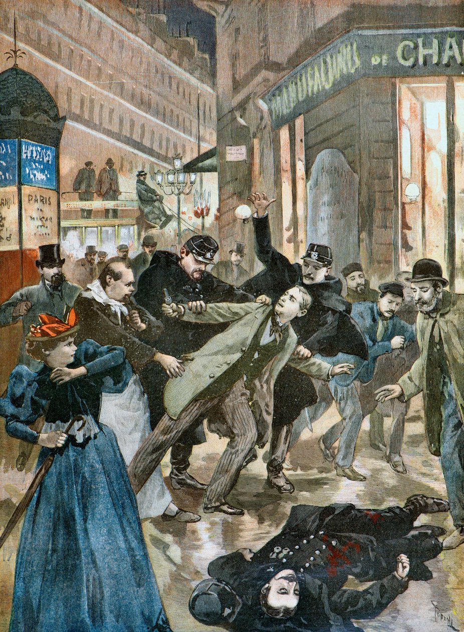 Zatčení anarchisty Emila Henryho od Oswaldo Tofani
