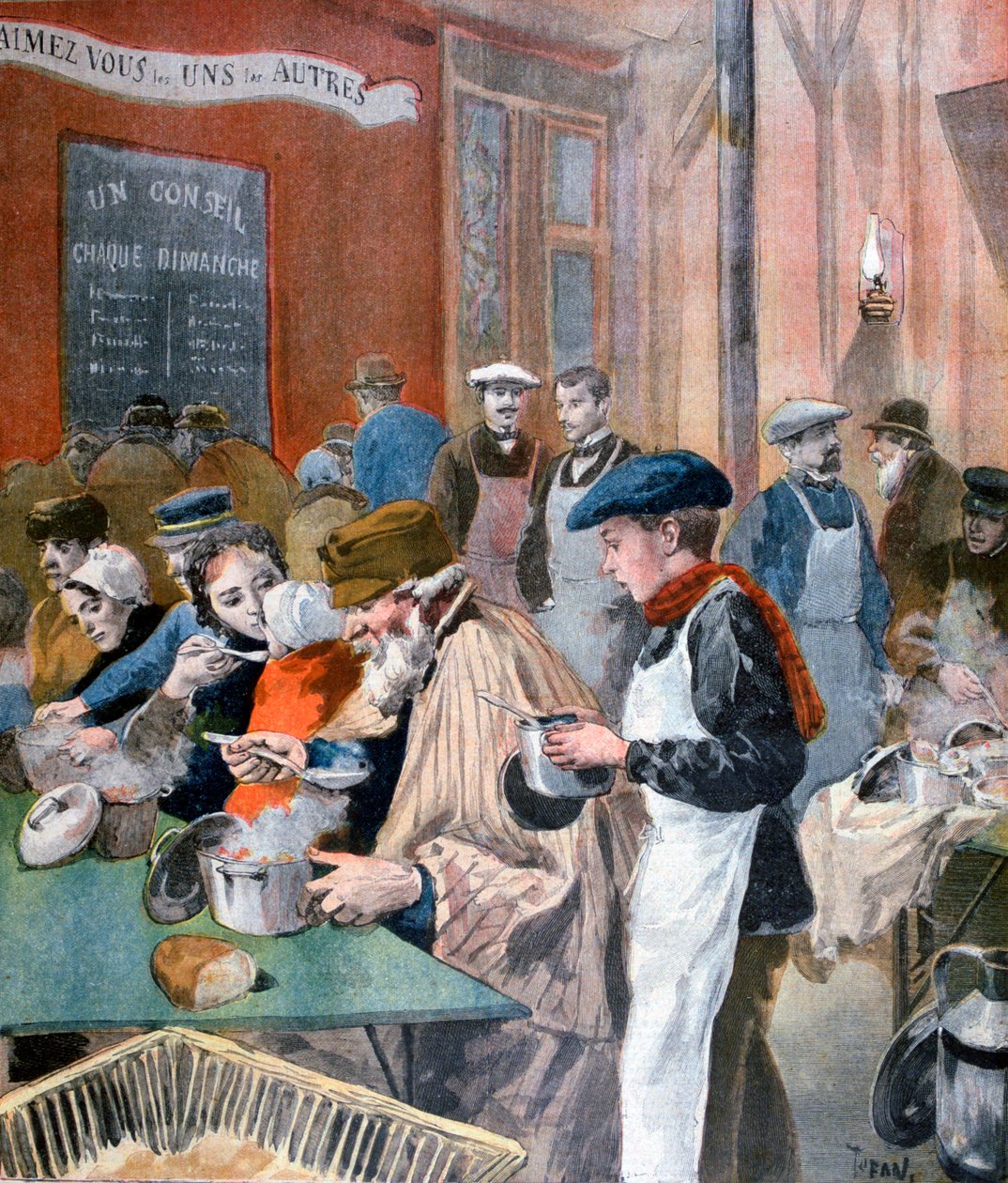 Charita studentů, vývařovna v Butte-aux-Cailles, Paříž, 1894 od Oswaldo Tofani