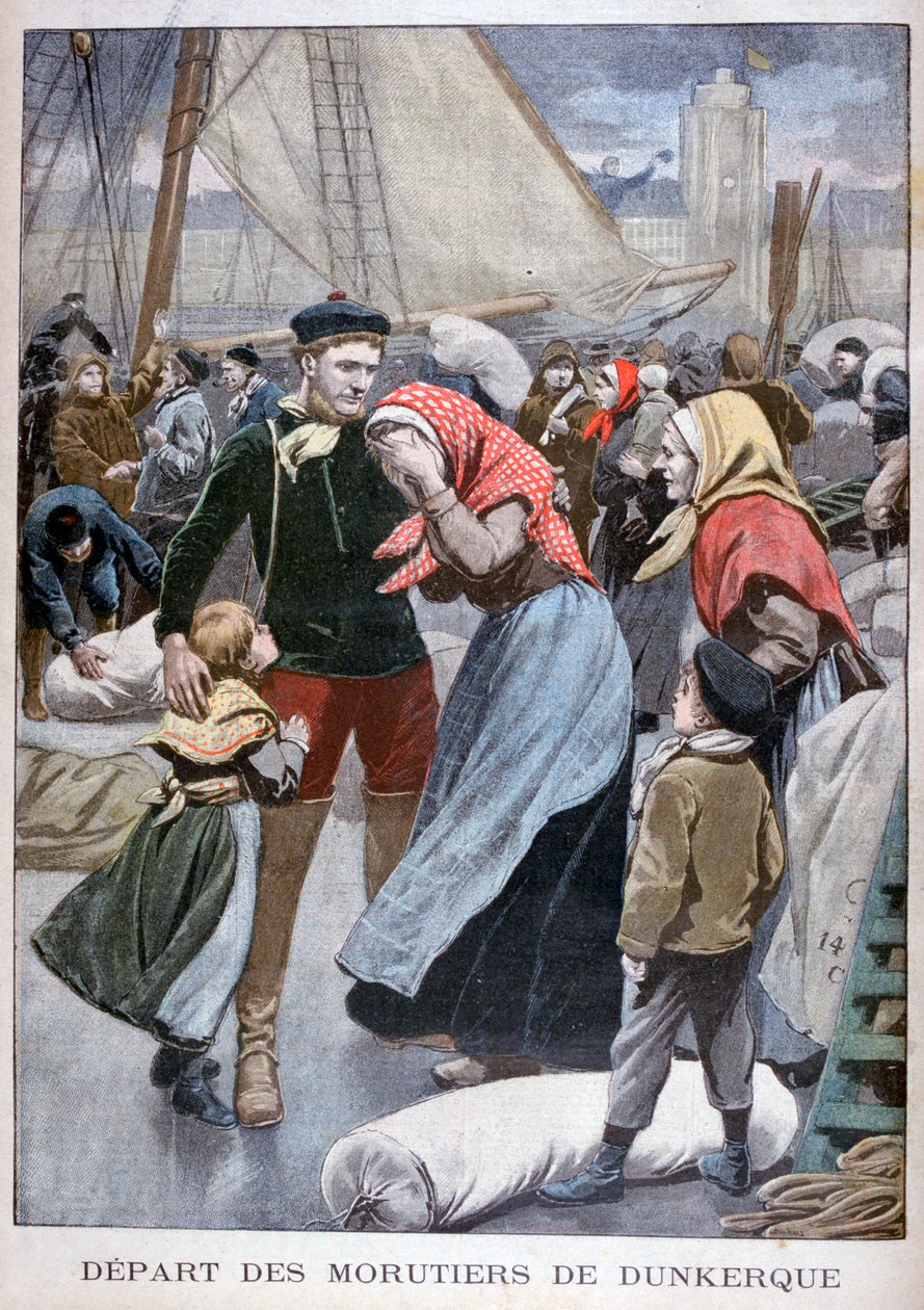 Odjezd lodí na lov tresek z Dunkerque, 1900 od Oswaldo Tofani