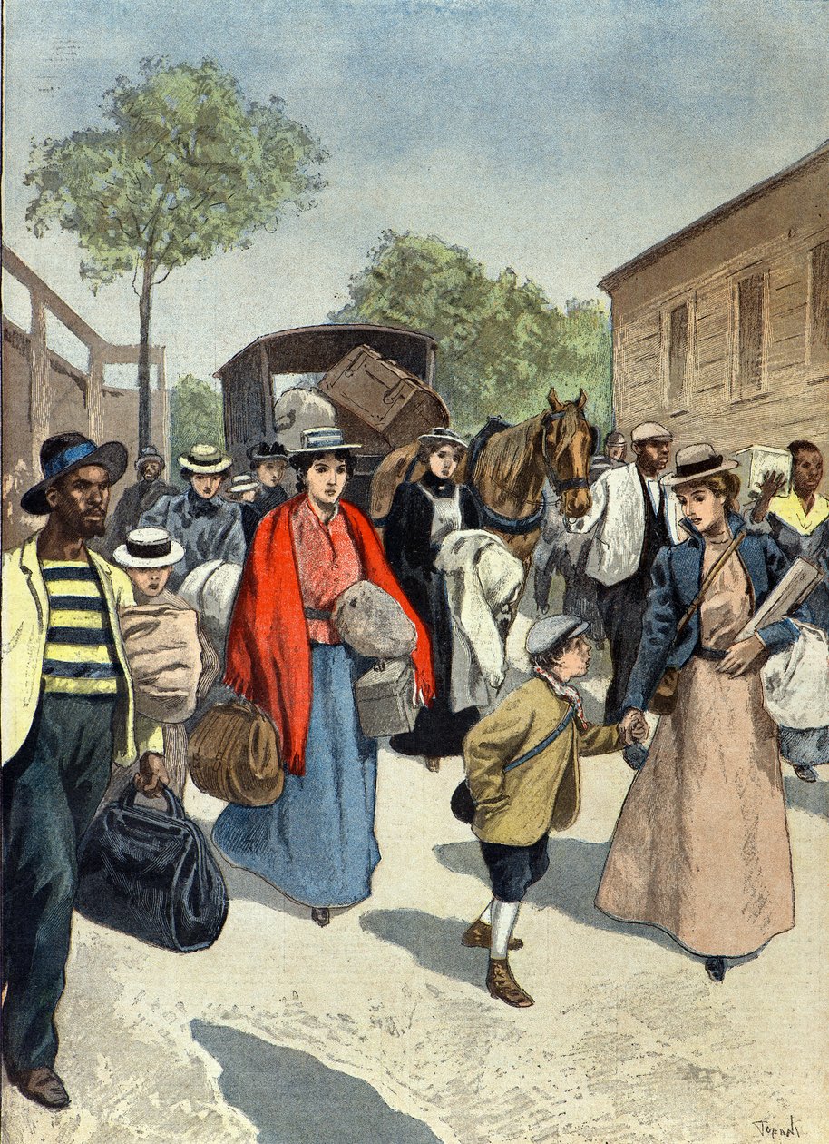 Angličtí civilisté opouštějící město Ladysmith v búrském obležení od Oswaldo Tofani