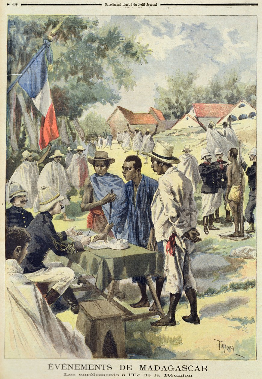 Získávání domorodců na ostrově La Reunion, z Le Petit Journal, 10. února 1895 od Oswaldo Tofani