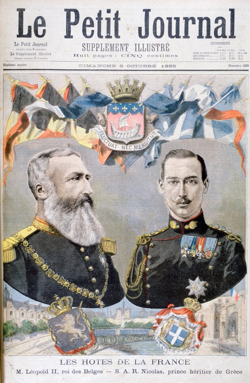 Belgický král Leopold II. a řecký a dánský princ Nicholas, 1895. od Oswaldo Tofani