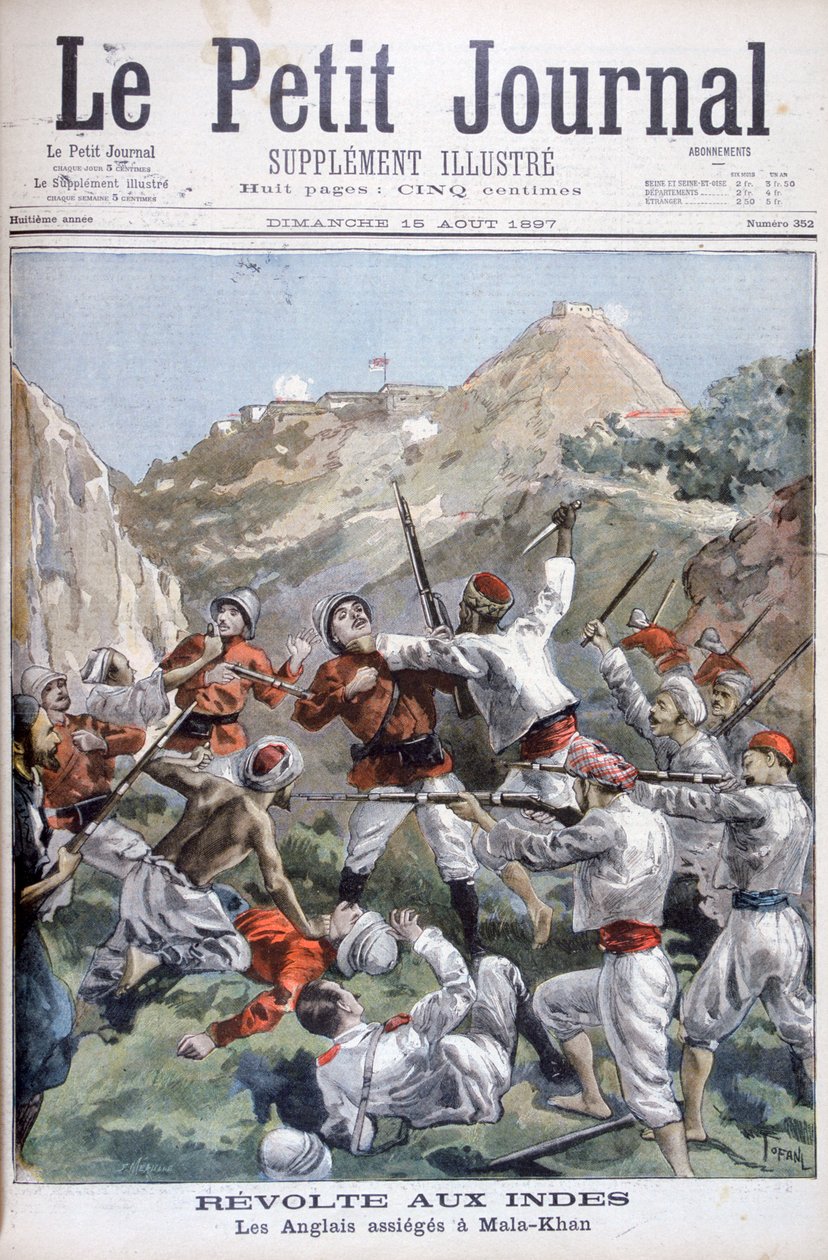 Vzpoura na severozápadní hranici, Britové obklíčeni v Malakandu, Indie, 1897 od Oswaldo Tofani