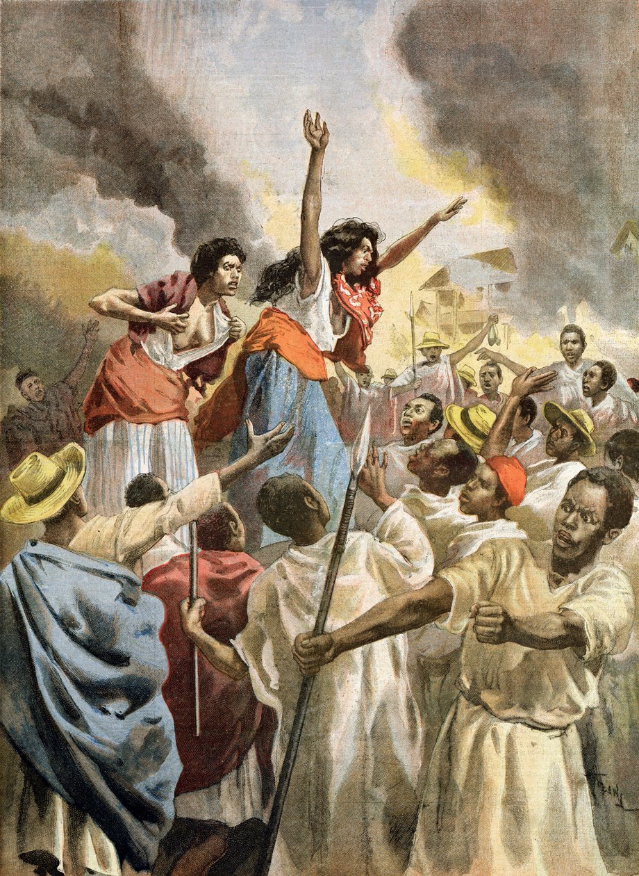 Královské princezny kážoucí svatou válku na Madagaskaru, z „Le Petit Journal“, 9. prosince 1894 od Oswaldo Tofani