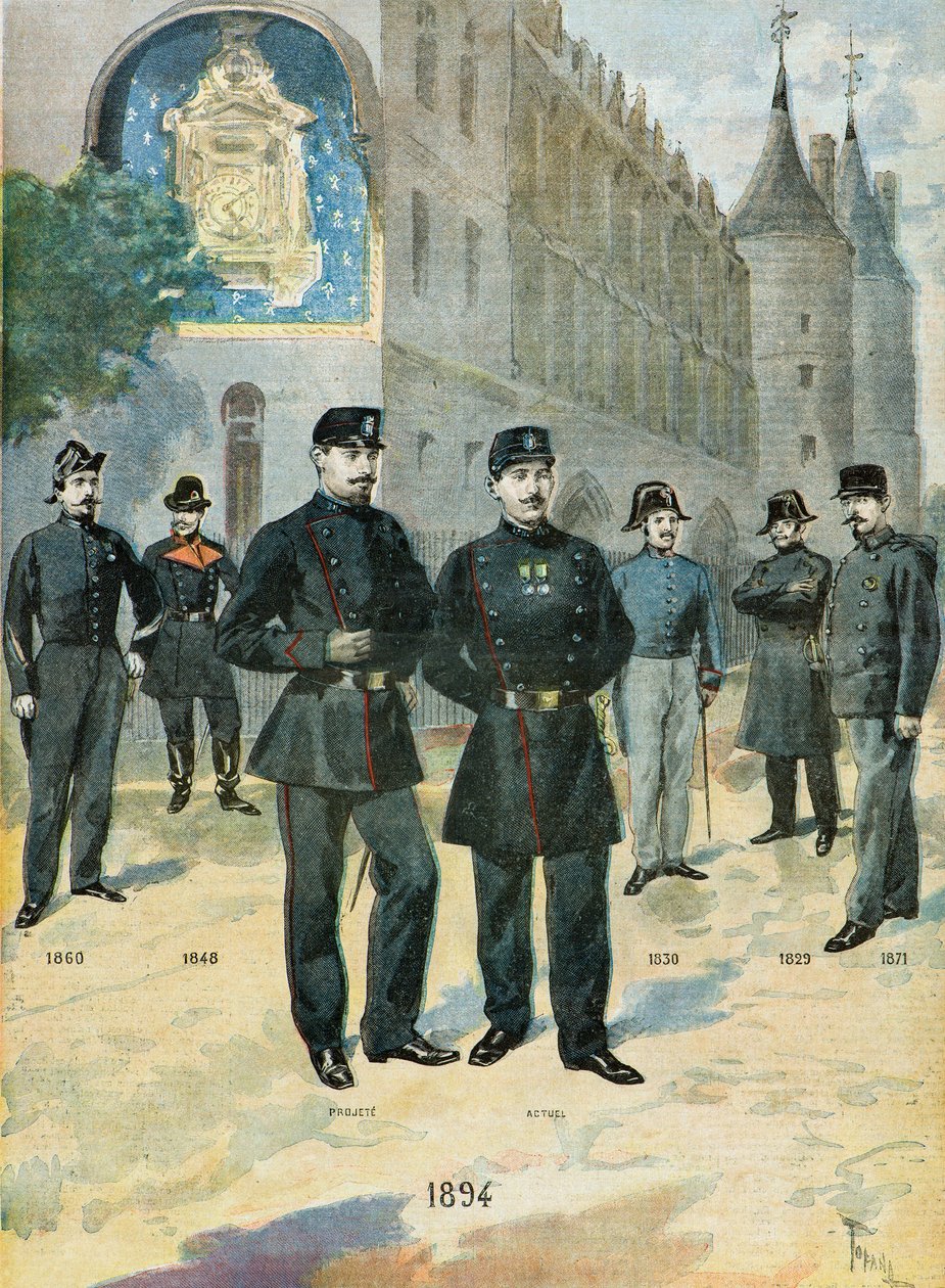Různé kostýmy francouzské policie od Oswaldo Tofani