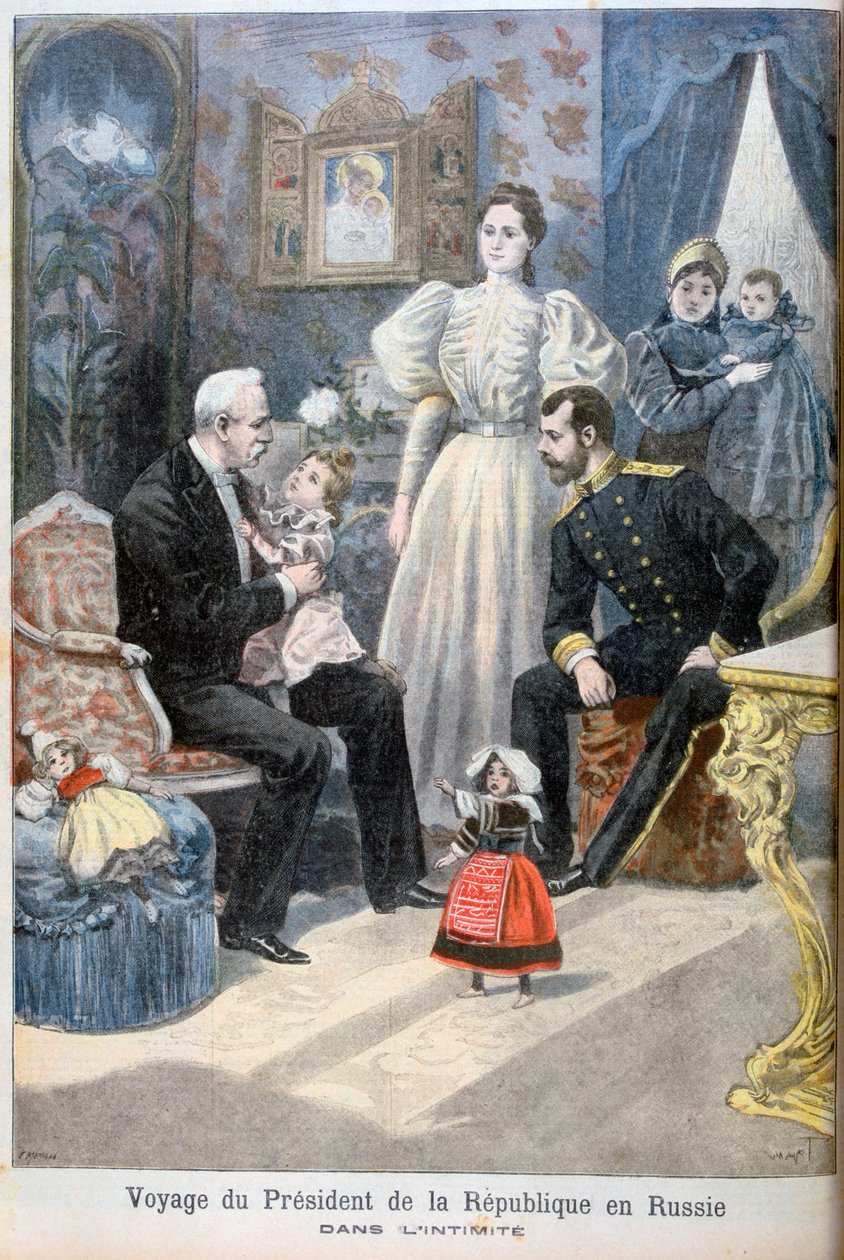 Car Nicholas II Ruska a Felix Faure, prezident Francouzské republiky, 1897 od Oswaldo Tofani