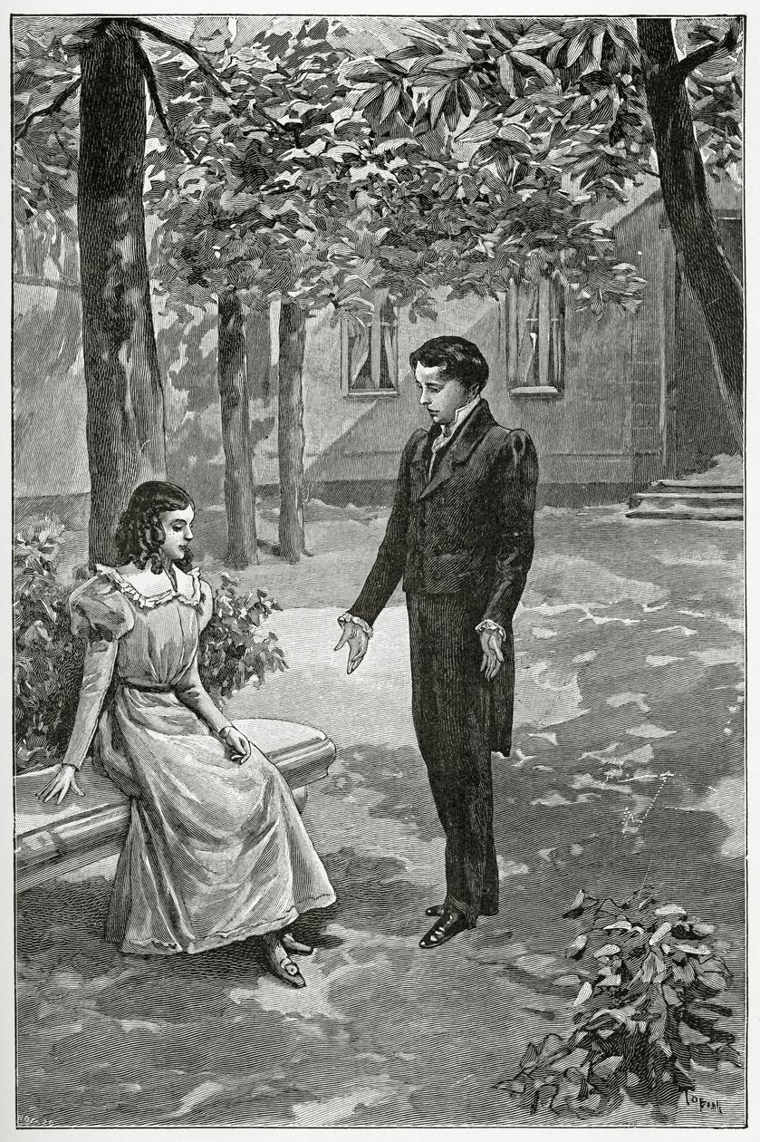Victor Hugo vyjadřující svou lásku k Adèle Foucher, 19. století (č. rytina) od Oswaldo Tofani