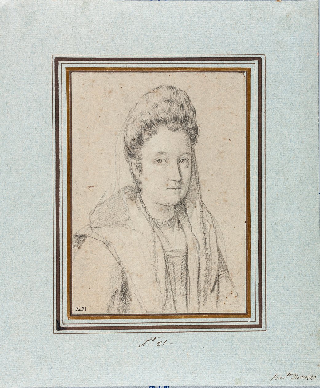 Portrét Costanzy Sforza di Santa Flora (1550-1617), vévodkyně ze Sory a manželky Giacoma Boncompagniho Kresba Ottavia Leoniho (1578-1630) Genes, Musei di Strada Nuova, inv 2431 od Ottavio Mario Leoni