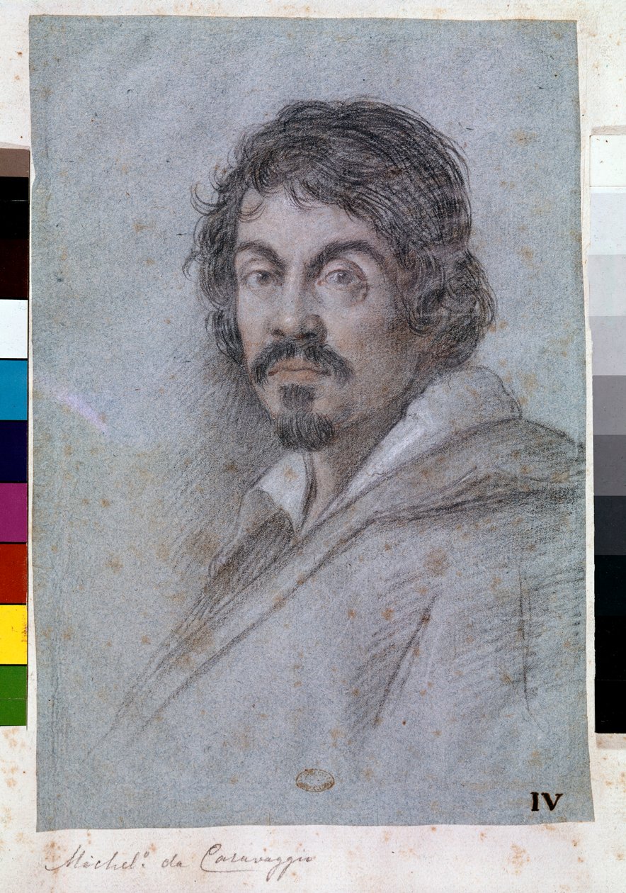 Portrét Michelangela Merisi da Caravaggio (pastel na bristolské desce, cca 1621) od Ottavio Mario Leoni